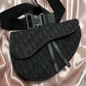 Christian Dior Black Dior Oblique Jacquard Saddle Bag Mens
